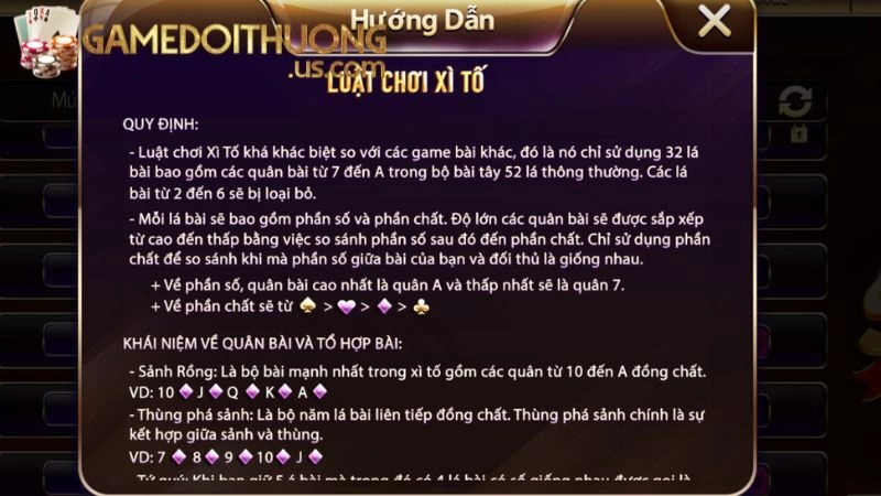 Luật chơi Xì Tố và hệ thống xếp hạng ván đấu